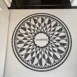 Mosaic Medallion Rug Black & White Marble Art - 24x24 Inch - thumbnail 2