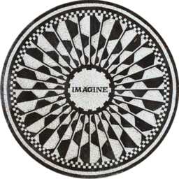 Mosaic Medallion Rug Black & White Marble Art - 24x24 Inch - thumbnail 1