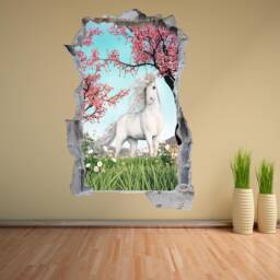 Unicorn Wall Decal Enchanted Forest Mural, Girls Bedroom Decor - thumbnail 3