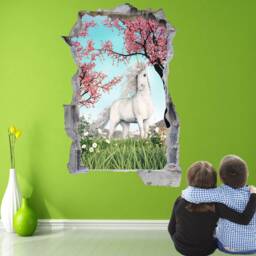 Unicorn Wall Decal Enchanted Forest Mural, Girls Bedroom Decor - thumbnail 2