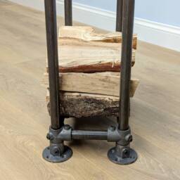 Firewood Storage Rack - Industrial Log Holder Stand Modern Fireplace Wood Fireside Heavy-Duty Steel Design - thumbnail 3