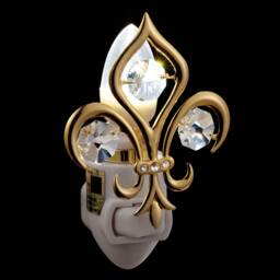 24K Gold Plated Fleur-De-Lis Handcrafted Luxury Night Light Decorated Swarovski Crystals Bedroom Bathroom Kids Room Gift Premium Decor - thumbnail 2