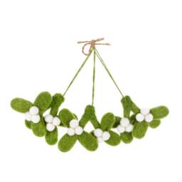 Mini Mistletoe Sprig Set Of 3 Needle Felt Handmade Wool Christmas Decoration - thumbnail 2
