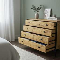 Industrial Chest Of Drawers - Steel Frame Rustic Dresser Soft Close Runners Sideboard Solid Wood Bedroom Storage Loft Design Furniture - thumbnail 3