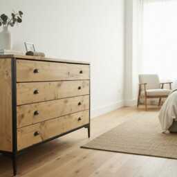 Industrial Chest Of Drawers - Steel Frame Rustic Dresser Soft Close Runners Sideboard Solid Wood Bedroom Storage Loft Design Furniture - thumbnail 2