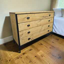 Industrial Chest Of Drawers - Steel Frame Rustic Dresser Soft Close Runners Sideboard Solid Wood Bedroom Storage Loft Design Furniture - thumbnail 4