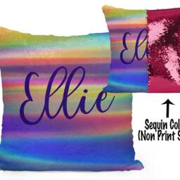Personalized Mermaid Sequin Flip Pillow With Rainbow Waves, Customize Your Name Or Logo, Perfect Birthday Gift - thumbnail 2