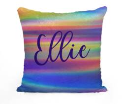 Personalized Mermaid Sequin Flip Pillow With Rainbow Waves, Customize Your Name Or Logo, Perfect Birthday Gift - thumbnail 1