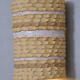 Rustic Ceramic Cylinder Wall Sconce Up & Down Light Fixture - thumbnail 2