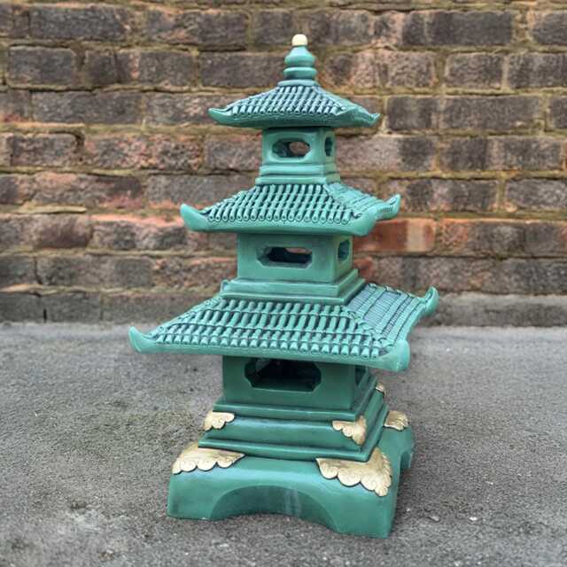 Large Green Pagoda Statue Japanese Concrete Lantern Sculpture Oriental Garden Figure Asian Temple Decor Zen Stone Ornament Yard Gift - image 1