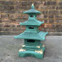 Large Green Pagoda Statue Japanese Concrete Lantern Sculpture Oriental Garden Figure Asian Temple Decor Zen Stone Ornament Yard Gift - thumbnail 1