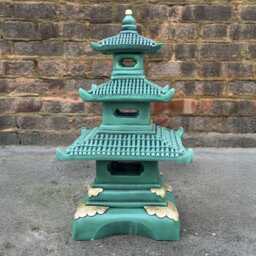 Large Green Pagoda Statue Japanese Concrete Lantern Sculpture Oriental Garden Figure Asian Temple Decor Zen Stone Ornament Yard Gift - thumbnail 2