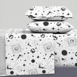 Constellation Sheets - Solar System Milky Way By Heatherdutton Astrology Galaxy Sun Retro Cotton Sateen Sheet Set Bedding Spoonflower - thumbnail 1