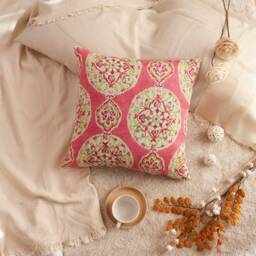 Dena Designs Mirage Medallion Pillow, Pink & Green, Decorative Throw Pillow Cover, Cushion Linen Pillowcase, Modern Pillow - thumbnail 2
