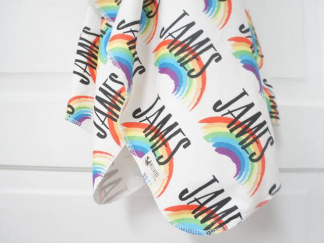 Personalized Rainbow Organic Cotton Baby Blanket - Custom Name Swaddle - image 1