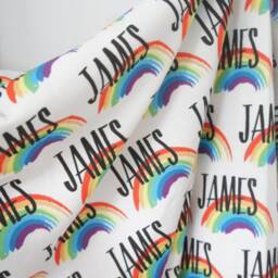 Personalized Rainbow Organic Cotton Baby Blanket - Custom Name Swaddle - thumbnail 3