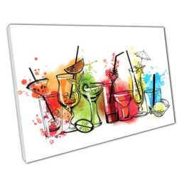 Vibrant Cocktail Drinks Wall Art Digital Canvas Print For Home, Bar, Office & Restaurant Decor - thumbnail 1