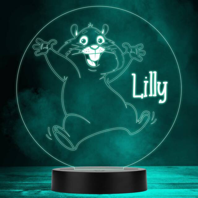 Happy Hamster Jumping Colour Changing Personalised Gift Led Lamp Night Light - Bedroom - image 1