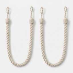 2x Coastal, Natural Rope Tieback, Cotton - 600mm Embrace Tieback Pair - thumbnail 1