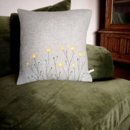 Hand Crafted Harris Tweed Floral Embroidered Cushion Cover - thumbnail 3