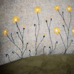 Hand Crafted Harris Tweed Floral Embroidered Cushion Cover - thumbnail 2