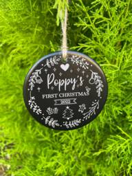 Personalized Slate Christmas Ornament, Baby's First Keepsake