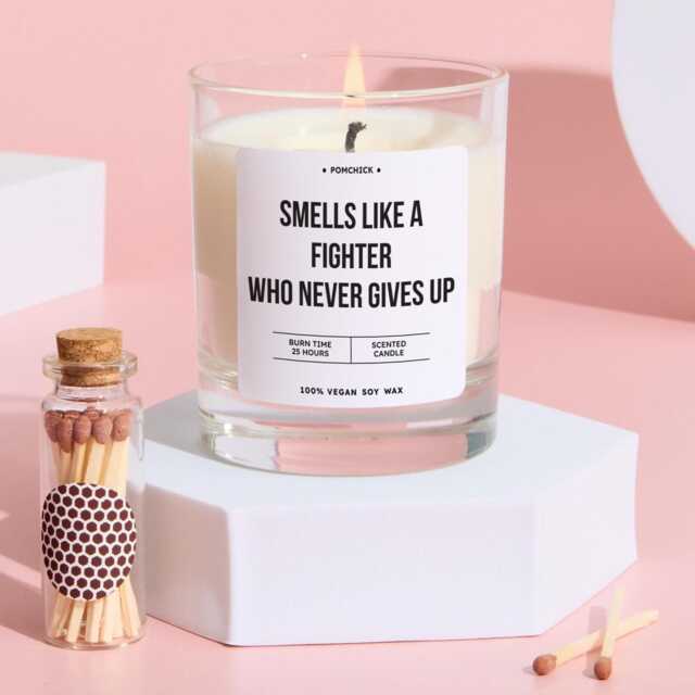 Cancer Survivor Recovery Gift Inspirational Scented Candle Smells Like A Fighter Who Never Gives Up Chemo Uplifting Keepsake - image 1