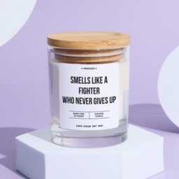 Cancer Survivor Recovery Gift Inspirational Scented Candle Smells Like A Fighter Who Never Gives Up Chemo Uplifting Keepsake - thumbnail 3