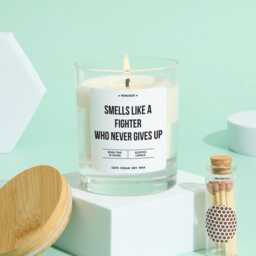 Cancer Survivor Recovery Gift Inspirational Scented Candle Smells Like A Fighter Who Never Gives Up Chemo Uplifting Keepsake - thumbnail 2
