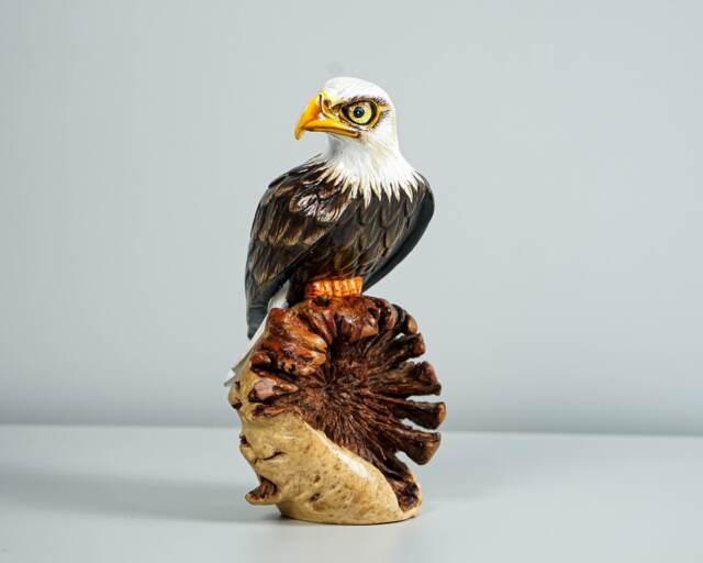 Handmade Bald Eagle Sculpture, Painted Statue, Wood Carving Figure, Bird, Handcraft, Freedom, Office Decor, Personalized, Gift For Dad - image 1