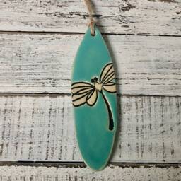 Made To Order- Ceramic Surfboard - Ornament Wall Hanging- Holiday- Christmas Tree- Decoration- Decor- Surf Art- Surfing Gift-Dragonfly Sup - thumbnail 2