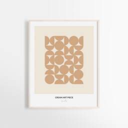 Cream Geometric Art Print Beige Abstract Shapes Poster - thumbnail 1