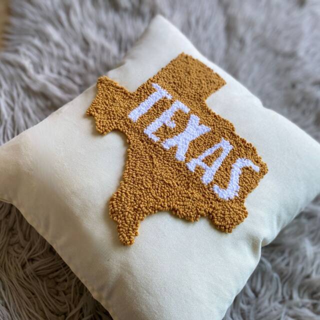 Embroidered Country Pillow, State Map Personalized Punch Needle Cushion, Housewarming Gift Idea, New Home Decor, For Couple - image 1