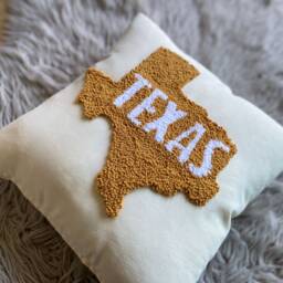 Embroidered Country Pillow, State Map Personalized Punch Needle Cushion, Housewarming Gift Idea, New Home Decor, For Couple - thumbnail 1