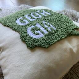 Embroidered Country Pillow, State Map Personalized Punch Needle Cushion, Housewarming Gift Idea, New Home Decor, For Couple - thumbnail 2