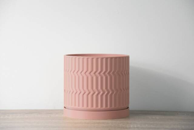 "Mabel Planter With Drainage & Saucer in Country Pink, Boho 3D-Printed Plant Pot, Small To Large Sizes 4"" 5"" 6"" 7"" 8" - image 1