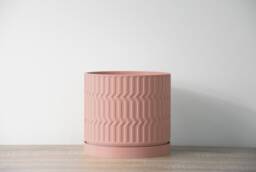 "Mabel Planter With Drainage & Saucer in Country Pink, Boho 3D-Printed Plant Pot, Small To Large Sizes 4"" 5"" 6"" 7"" 8" - thumbnail 1
