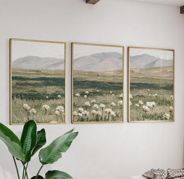 Mountain Meadow Trio, Green Landscape Wall Art Set - image 1
