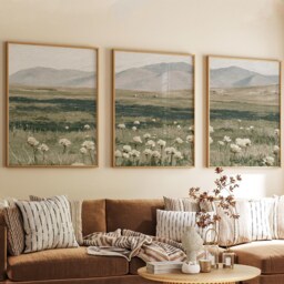 Mountain Meadow Trio, Green Landscape Wall Art Set - thumbnail 4