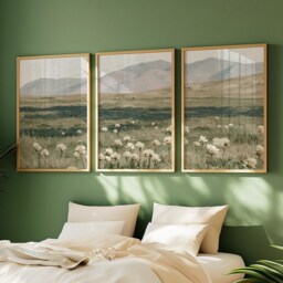 Mountain Meadow Trio, Green Landscape Wall Art Set - thumbnail 2