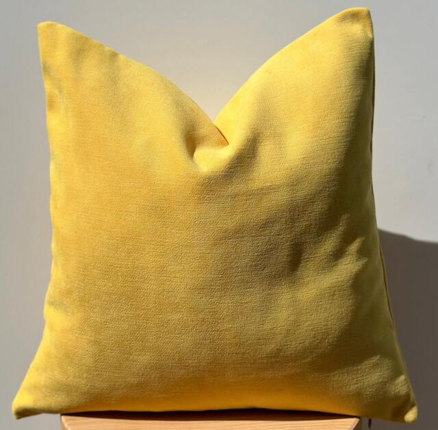 Bright Yellow Chenille Pillow Cover, Textured Cotton Blend Cushion Case, 20x20 - image 1