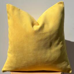 Bright Yellow Chenille Pillow Cover, Textured Cotton Blend Cushion Case, 20x20 - thumbnail 4