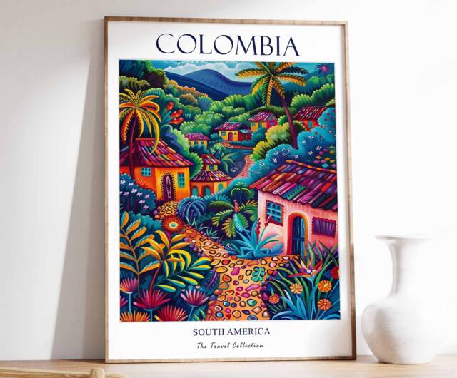 Colombia Print, Travel Poster, South America Art, Tropical Decor, Botanical American Wall Colombian Gift - image 1