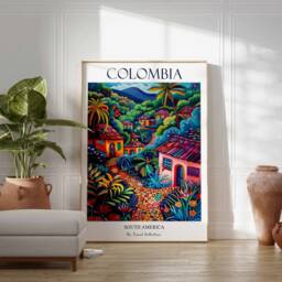Colombia Print, Travel Poster, South America Art, Tropical Decor, Botanical American Wall Colombian Gift - thumbnail 3