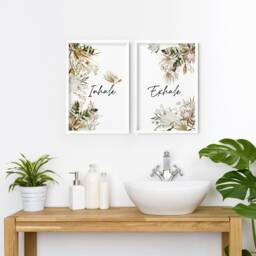 Tropical Bathroom Aesthetic Spa Decoration Set Of 2 Framed Wall Art Prints, Botanical Prints For Guest Room Bathroom Decor, New Home Gift - thumbnail 2