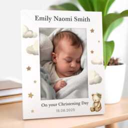 Personalised Christening Photo Frame, Gift For Boys Or Girls, Bear Gifts, Frame 6x4 7x5 - thumbnail 2