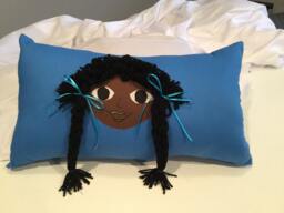 Blue, W/Ponytails Handmade Rag Doll Pillow - thumbnail 1