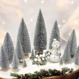 Glittery Silver Mini Christmas Tree Holiday Home Decor - thumbnail 3