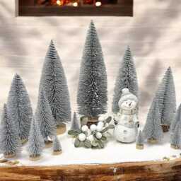 Glittery Silver Mini Christmas Tree Holiday Home Decor - thumbnail 4