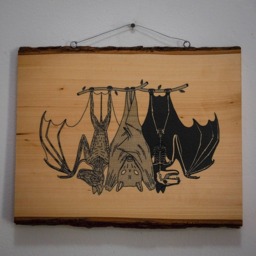 Anatomy Of The Bat -- Screenprinted Wood Slab Wall Art - thumbnail 2